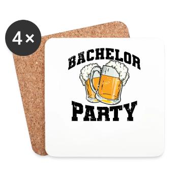 Bachelor Party mit Bier - Untersetzer (4er-Set) - Weiß - Vorne