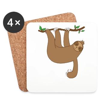 Paresseux suspendu à l’arbre - Dessous de verre (lot de 4) - blanc - Devant
