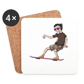 cool surfer with sunglasses - Coasters (set of 4) - white - Front