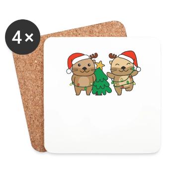 Otter Christmas Winter Animals Otter - Coasters (set of 4) - white - Front