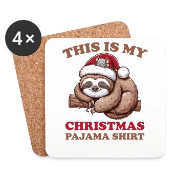 Sloth Mouse Christmas Pajamas Sloths - Coasters (set of 4) - white - Front