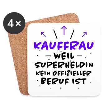 Kauffrau Spruch Verkäuferin Witz Kauffrau Geschenk - Untersetzer (4er-Set) - Weiß - Vorne