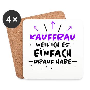 Kauffrau Spruch Verkäuferin Witz Kauffrau Geschenk - Untersetzer (4er-Set) - Weiß - Vorne