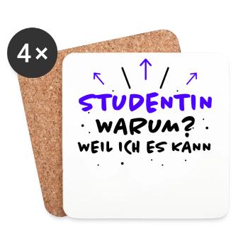 Studentin Spruch Universität Studentin Geschenk - Untersetzer (4er-Set) - Weiß - Vorne