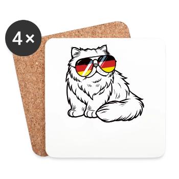 German flag cat German Germany cats - Coasters (set of 4) - white - Front