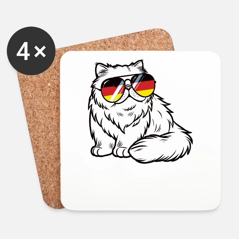 Deutsche flagge Katze deutsch Deutschland Katzen - Untersetzer (4er-Set) - Weiß