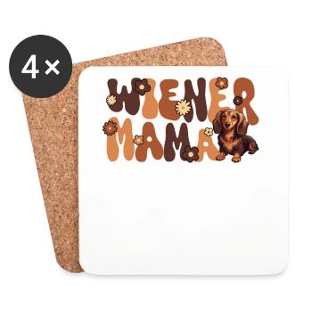 Maman viennoise groovy teckel - Dessous de verre (lot de 4) - blanc - Devant
