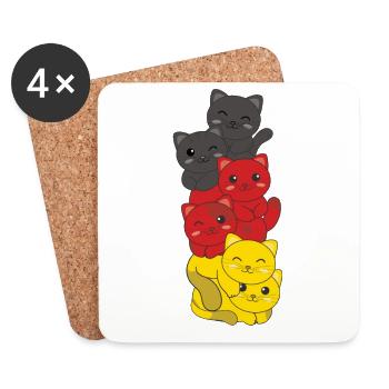 German flag cat German Germany cats - Coasters (set of 4) - white - Front
