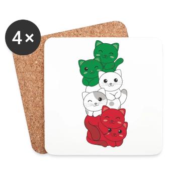 italian flag cat italian italy - Coasters (set of 4) - white - Front