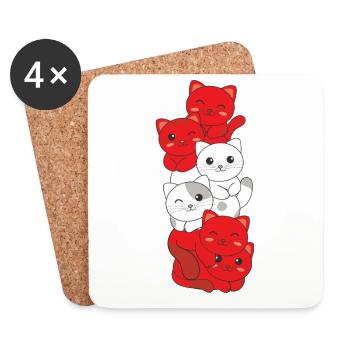 Austria flag cat German Austria cats - Coasters (set of 4) - white - Front