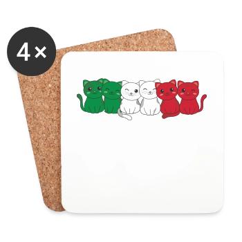 italian flag cat italian italy - Coasters (set of 4) - white - Front