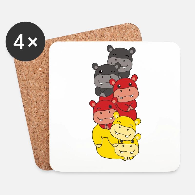Deutsche flagge Hippo deutsch Deutschland - Untersetzer (4er-Set) - Weiß