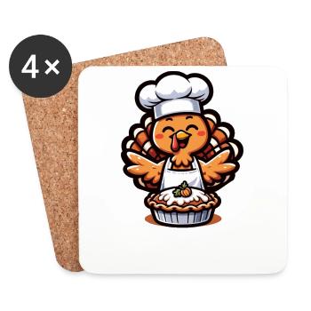 Thanksgiving Truthahn Koch Bäcker Pumkin Pie - Untersetzer (4er-Set) - Weiß - Vorne