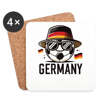 Soccer Ball with Germany Flag Funny Ball - Coasters (set of 4) - white - Front
