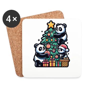 Pandas decorate the Christmas tree Christmas - Coasters (set of 4) - white - Front