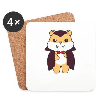 Hamster Joyeux Halloween Costume de vampire mignon - Dessous de verre (lot de 4) - blanc - Devant