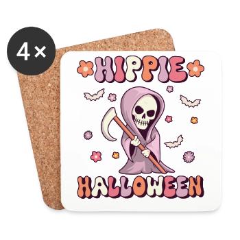 Hippie Halloween Groovy Grim Reaper Vintage - Coasters (set of 4) - white - Front