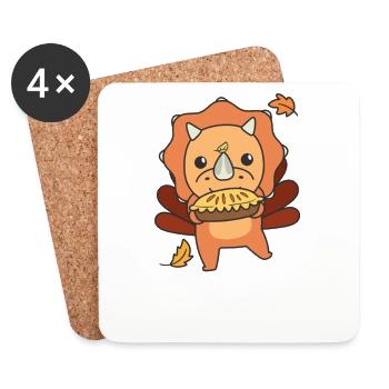 thanksgiving day outfits Truthahn Triceratops mit - Untersetzer (4er-Set) - Weiß - Vorne