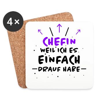 Chefin Spruch Familie Beruf Lustig Chefin Geschenk - Untersetzer (4er-Set) - Weiß - Vorne