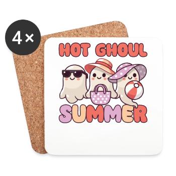 Summerween Hot Ghoul Été Halloween Fantôme - Dessous de verre (lot de 4) - blanc - Devant