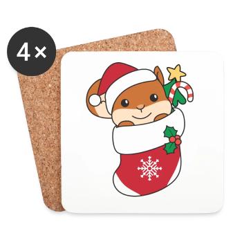 Squirrel Christmas Snow Winter Animals - Coasters (set of 4) - white - Front