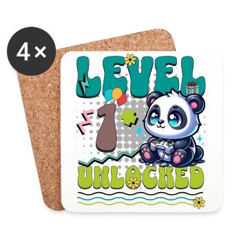 1st Birthday Level Unlocked Gaming Panda - Coasters (set of 4) - white - Front