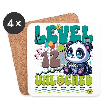 12th Birthday Level Unlocked Gaming Panda - Coasters (set of 4) - white - Front