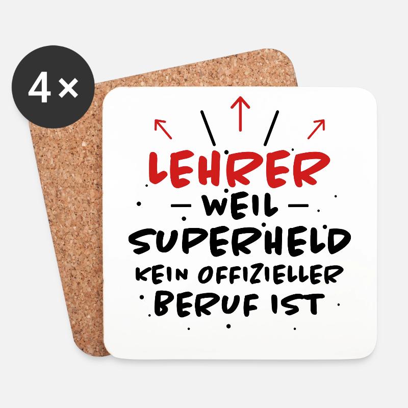 Lehrer Spruch Unterricht Lustiges Lehrer Geschenk - Untersetzer (4er-Set) - Weiß