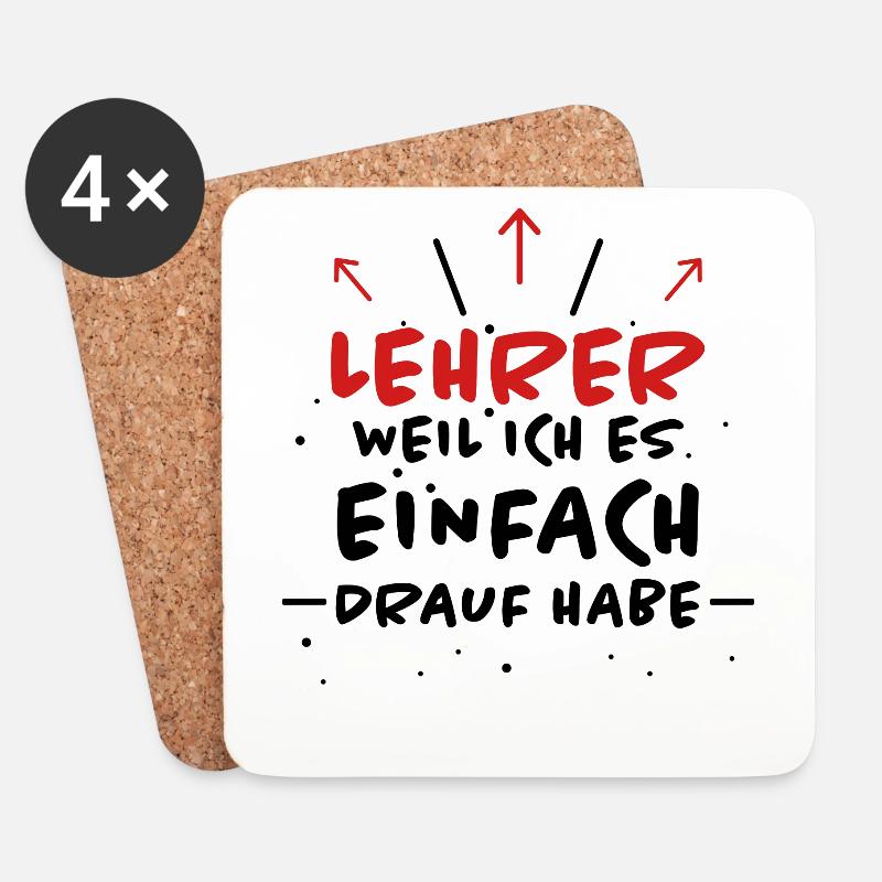 Lehrer Spruch Unterricht Lustiges Lehrer Geschenk - Untersetzer (4er-Set) - Weiß