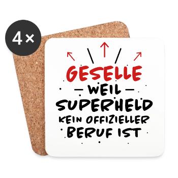 Geselle Spruch Lustiges Gesellenprüfung Geschenk - Untersetzer (4er-Set) - Weiß - Vorne