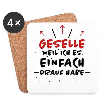 Geselle Spruch Lustiges Gesellenprüfung Geschenk - Untersetzer (4er-Set) - Weiß - Vorne