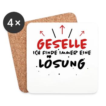 Geselle Spruch Lustiges Gesellenprüfung Geschenk - Untersetzer (4er-Set) - Weiß - Vorne