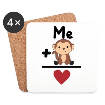 Favorite Animal Monkey Love Heart Monkey - Coasters (set of 4) - white - Front