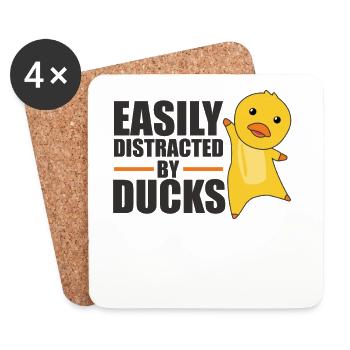Easily distracted by ducks - cute duck - Coasters (set of 4) - white - Front