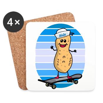 maritim Erdnuss Matrose Skater skaten Nuss Kind - Untersetzer (4er-Set) - Weiß - Vorne