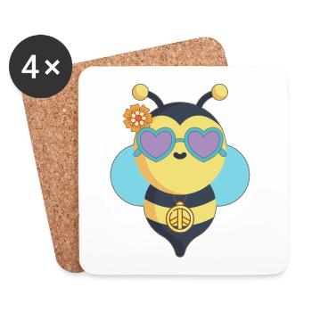 Bee Hippie Peace - Coasters (set of 4) - white - Front