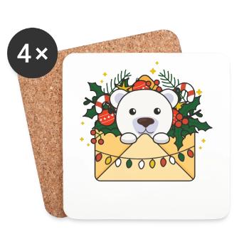 Polar Bear Christmas Letter Winter Animals Polar Bears - Coasters (set of 4) - white - Front