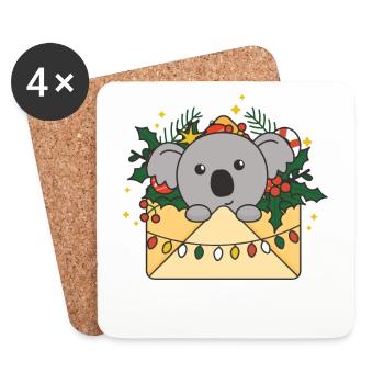 Koala Lettre de Noël Animaux d’hiver Koalas - Dessous de verre (lot de 4) - blanc - Devant