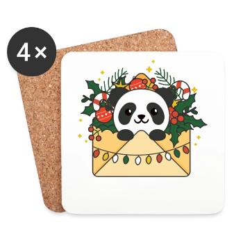 Panda Noël Lettre Hiver Animaux Pandas - Dessous de verre (lot de 4) - blanc - Devant