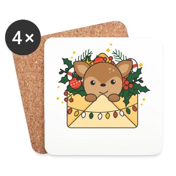 Reh Weihnachten Brief Winter Tiere Rehe - Untersetzer (4er-Set) - Weiß - Vorne