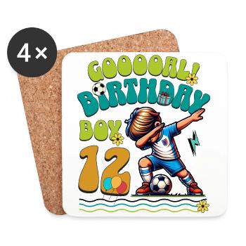 12. Geburtstag Fußball - Untersetzer (4er-Set) - Weiß - Vorne