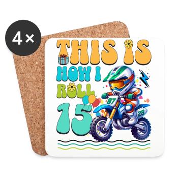 Motocross 15th Birthday - Coasters (set of 4) - white - Front
