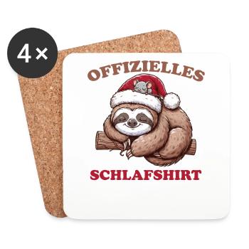 Chemise de nuit officielle Noël paresseux - Dessous de verre (lot de 4) - blanc - Devant