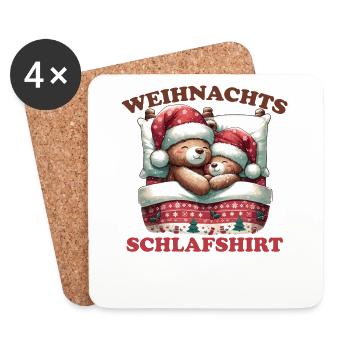 Chemise de nuit de Noël Ours de Noël - Dessous de verre (lot de 4) - blanc - Devant