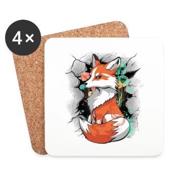 Fuchs Füchsin Kinder Kind Märchen Füchse - Untersetzer (4er-Set) - Weiß - Vorne