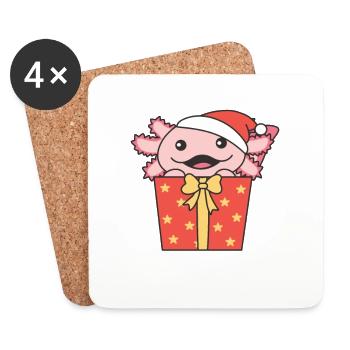 Axolotl Cadeau de Noël Animaux d’hiver - Dessous de verre (lot de 4) - blanc - Devant