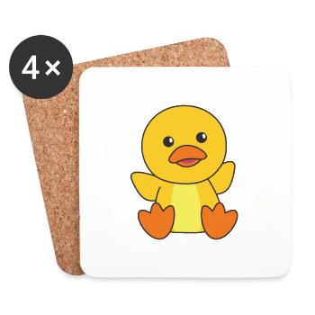 duck cute animals for kids manga ducks - Coasters (set of 4) - white - Front
