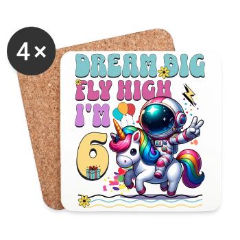 6e anniversaire de l’astronaute Licorne - Dessous de verre (lot de 4) - blanc - Devant