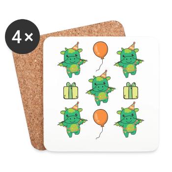 Dragon pour l’anniversaire pour les enfants Un anniversaire - Dessous de verre (lot de 4) - blanc - Devant