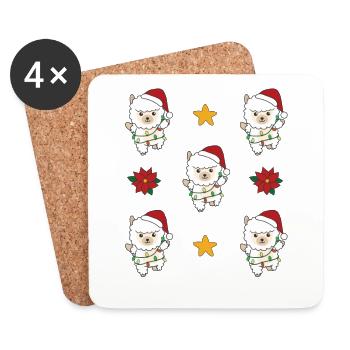 Alpaga Noël Animaux d’hiver Alpagas - Dessous de verre (lot de 4) - blanc - Devant